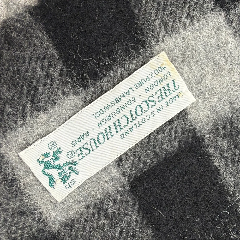 The Scotch House Scarf Unisex OS Grey Black Buffalo Check Lambswool Scotland